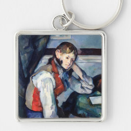 Paul Cezanne - Boy i Red Vest Fyrkantig Silverfärgad Nyckelring