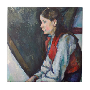 Paul Cezanne - Boy i Red Vest Kakelplatta