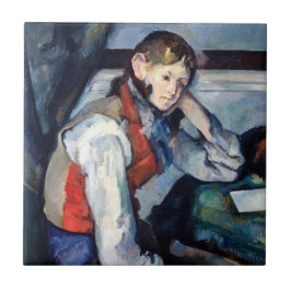 Paul Cezanne - Boy i Red Vest Kakelplatta