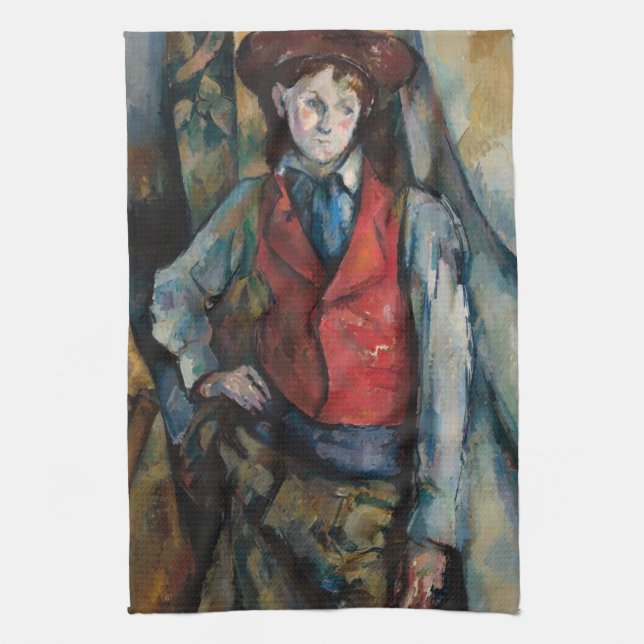 Paul Cezanne - Boy i Red Vest Kökshandduk (Vertikal)