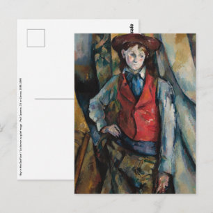 Paul Cezanne - Boy in Red Vest Postcard Vykort