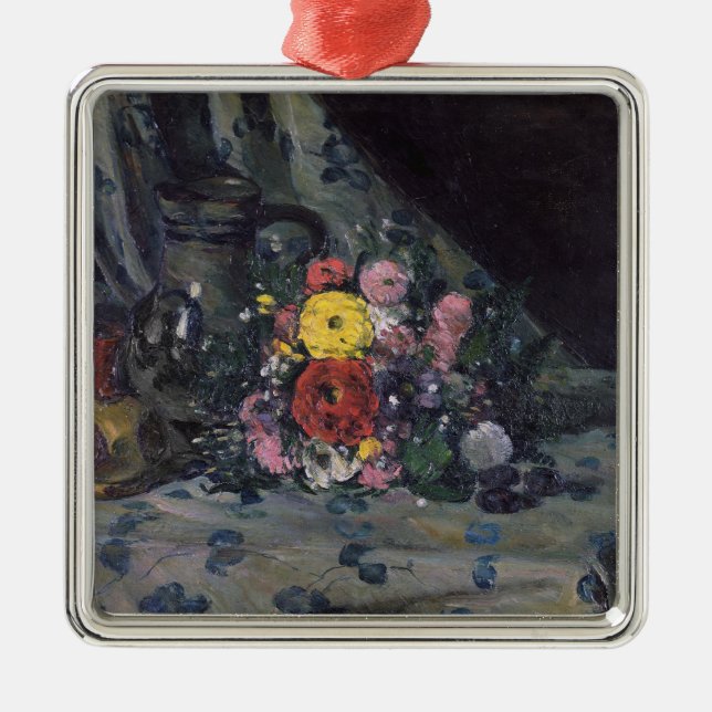 Paul Cezanne | bukett av gula Dahlias, c.1873 Julgransprydnad Metall (Framsidan)