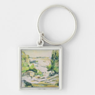 Paul Cezanne   bygd i Provence Fyrkantig Silverfärgad Nyckelring