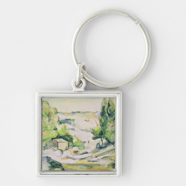 Paul Cezanne | bygd i Provence Fyrkantig Silverfärgad Nyckelring (Framsidan)