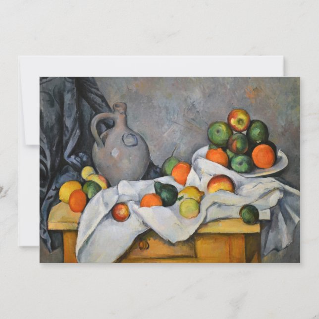 Paul Cezanne - Curtain, Jug and Fruit Bowl Inbjudningar (Framsida)