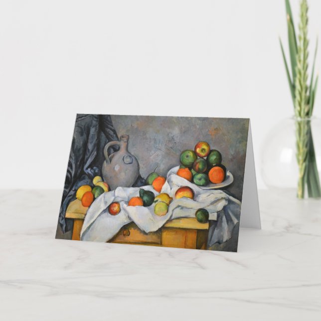 Paul Cezanne - Curtain, Jug and Fruit Bowl Kort (Framsida)