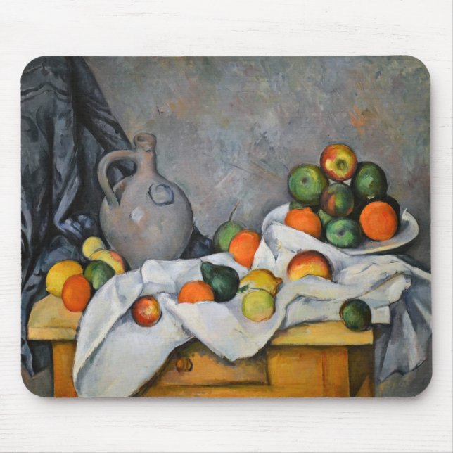 Paul Cezanne - Curtain, Jug and Fruit Bowl Musmatta (Framsidan)