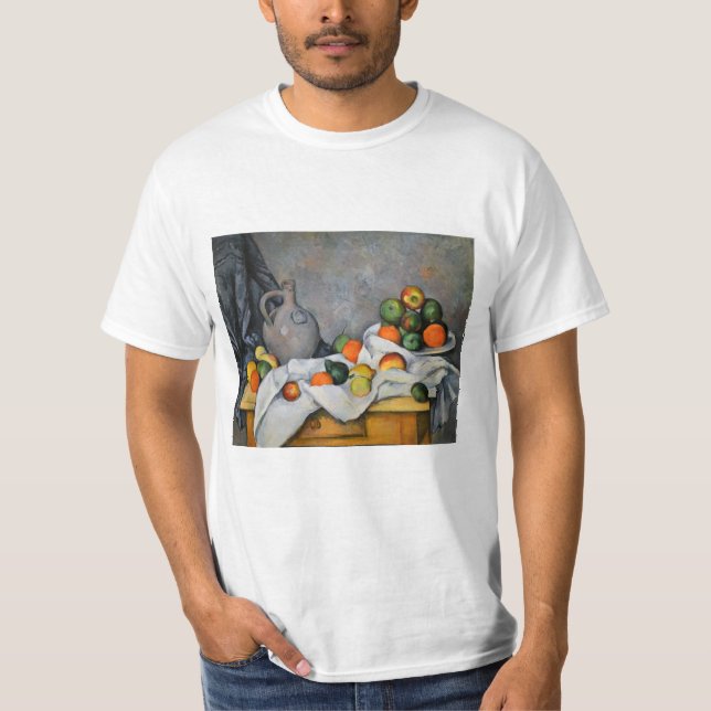 Paul Cezanne - Curtain, Jug and Fruit Bowl T Shirt (Framsida)