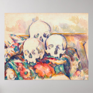 Paul Cezanne - De tre dödskallearna akvarell Poster