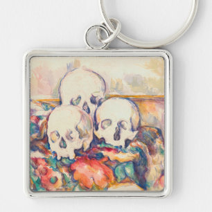 Paul Cezanne - de tre vattendjupen Fyrkantig Silverfärgad Nyckelring