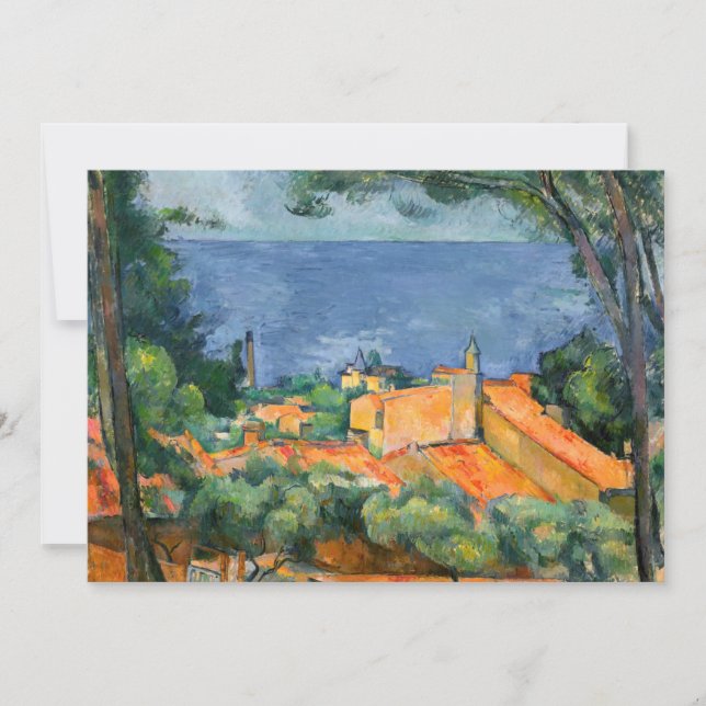 Paul Cezanne - Estaque med Red Tak Inbjudningar (Framsida)