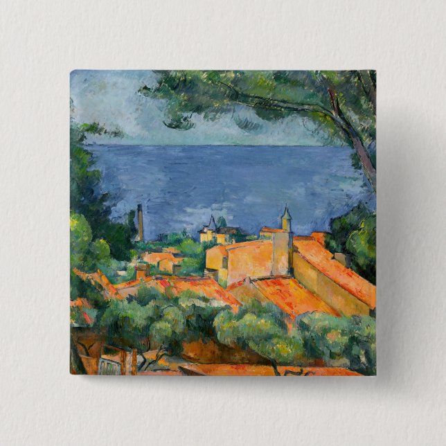Paul Cezanne - Estaque med Red Tak Knapp (Framsida)