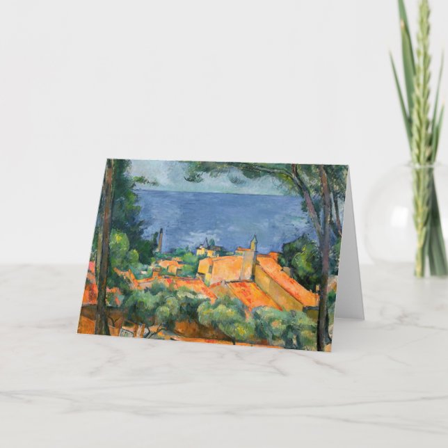 Paul Cezanne - Estaque med Red Tak Kort (Framsida)
