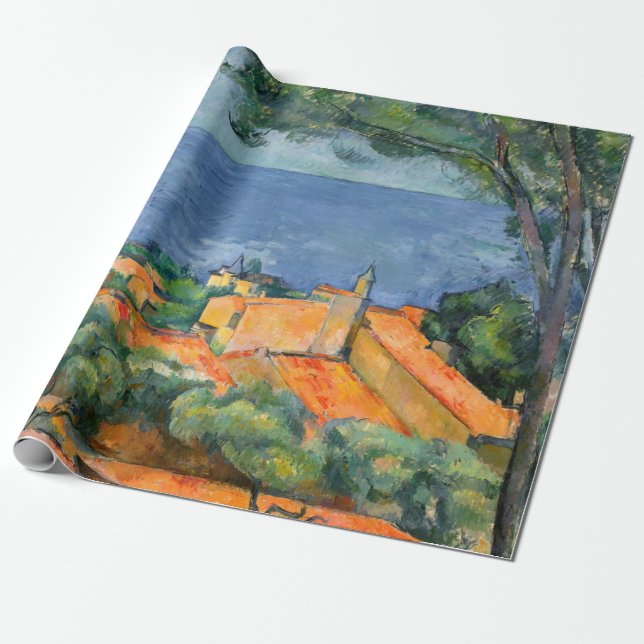 Paul Cezanne - Estaque med Red Tak Presentpapper (Utrullad)