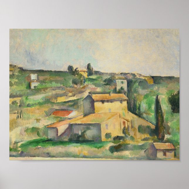 Paul Cezanne - Fält vid Bellevue Poster (Framsidan)