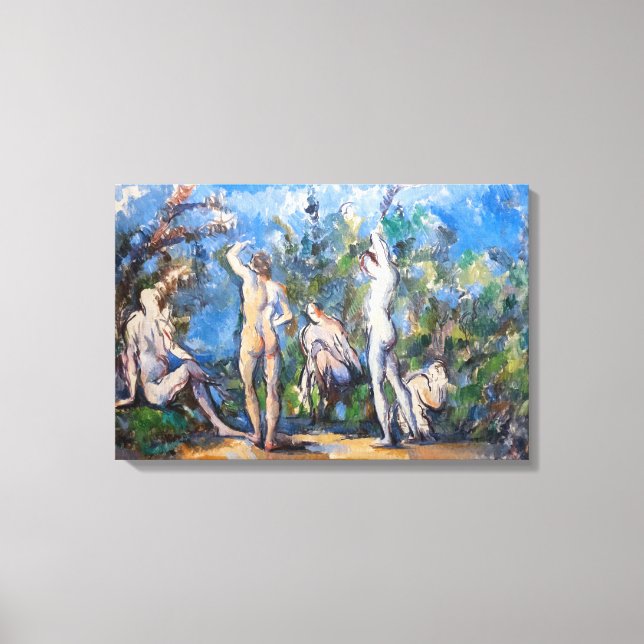 Paul Cezanne - Fem badare Canvastryck (Framsida)