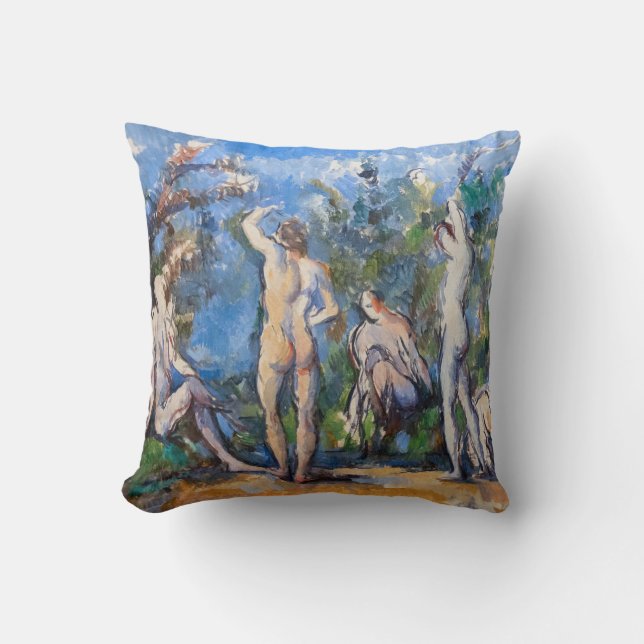 Paul Cezanne - Fem nakna badande män Kudde (Framsida)