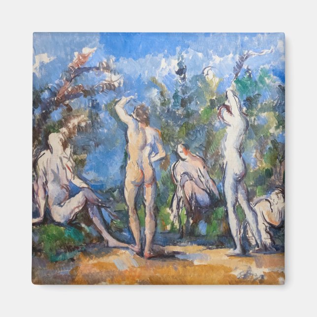 Paul Cezanne - Fem nakna badande män Magnet (Framsidan)