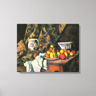 Paul Cezanne - Fortfarande liv med äpplen och pers Canvastryck