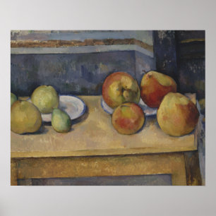Paul Cezanne - Fortfarande livet med äpplen och pä Poster