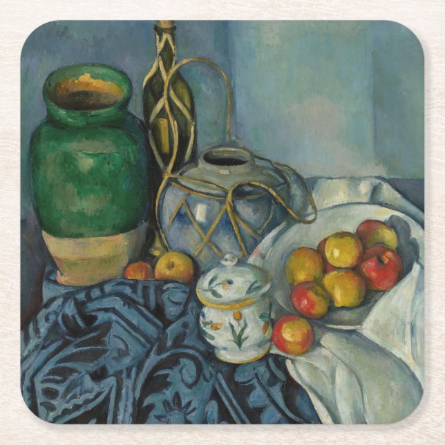 Paul Cezanne - Fortfarande livet med äpplen Underlägg Papper Kvadrat (Framsidan)