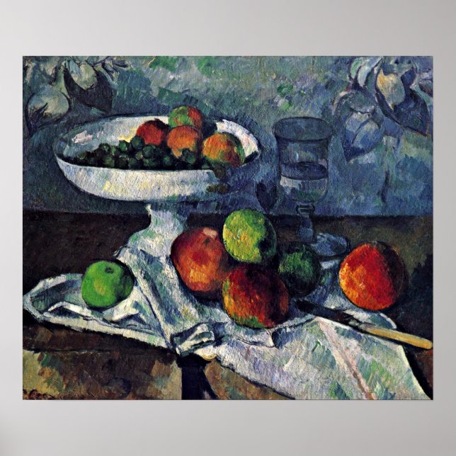 Paul Cezanne: Fortfarande livet med Fruit Bowl Poster (Framsidan)