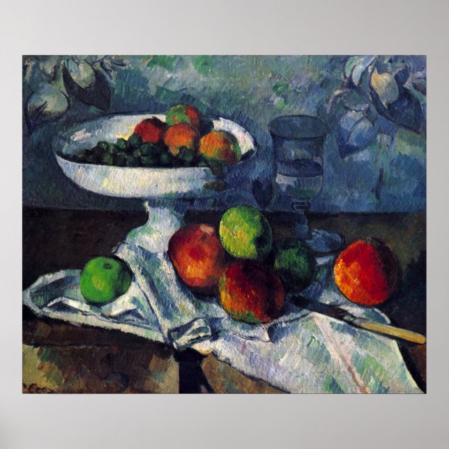 Paul Cezanne: Fortfarande livet med Fruit Bowl Poster (Framsidan)