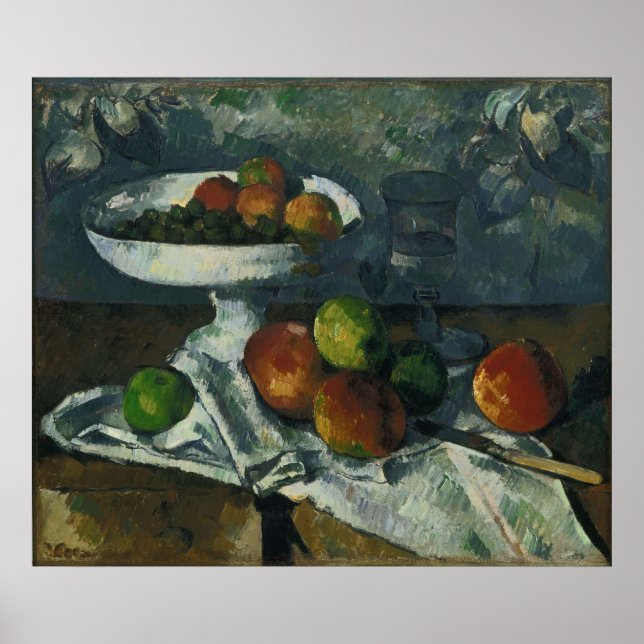 Paul Cézanne - Fortfarande livet med Fruit Dish Poster (Framsidan)