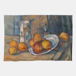 Paul Cezanne - Fortfarande livet med Mjölk Jug och Kökshandduk