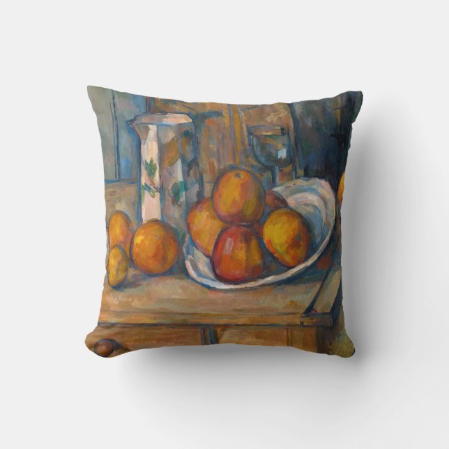 Paul Cezanne - Fortfarande livet med Mjölk Jug och Kudde (Framsida)