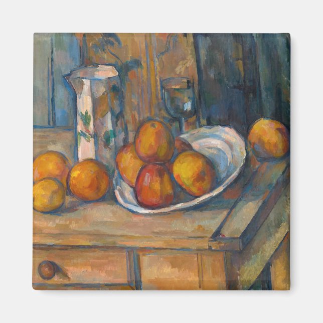 Paul Cezanne - Fortfarande livet med Mjölk Jug och Magnet (Framsidan)
