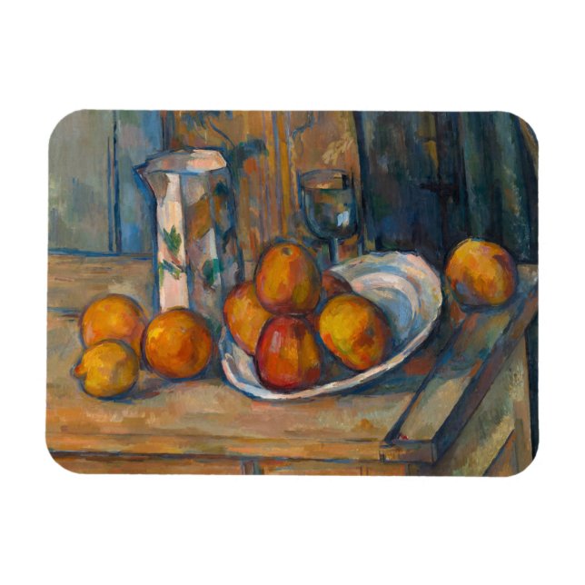 Paul Cezanne - Fortfarande livet med Mjölk Jug och Magnet (Horisontell)