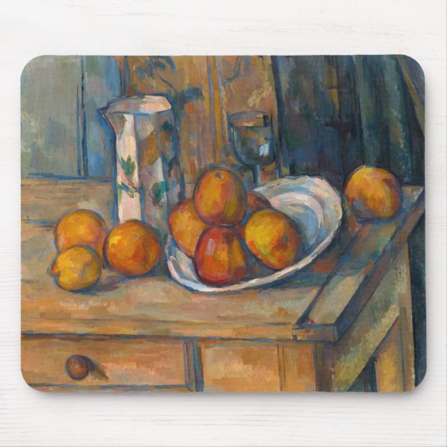 Paul Cezanne - Fortfarande livet med Mjölk Jug och Musmatta (Framsidan)