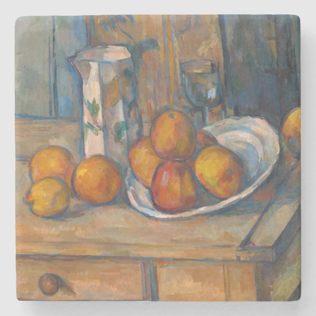 Paul Cezanne - Fortfarande livet med Mjölk Jug och Stenunderlägg (Framsidan)
