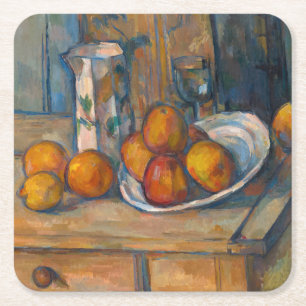 Paul Cezanne - Fortfarande livet med Mjölk Jug och Underlägg Papper Kvadrat