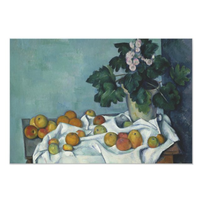 Paul Cezanne - Fortfarande med äpplen och en pot Fototryck (Framsidan)