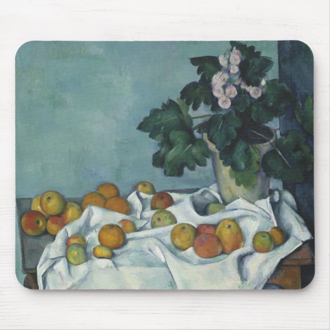 Paul Cezanne - Fortfarande med äpplen och en pot Musmatta (Framsidan)