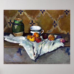 Paul Cezanne Fortfarande med Burk, Kopp och äpple Poster