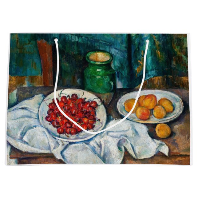 Paul Cezanne - Fortfarande med Cherries och Peachs (Framsidan)