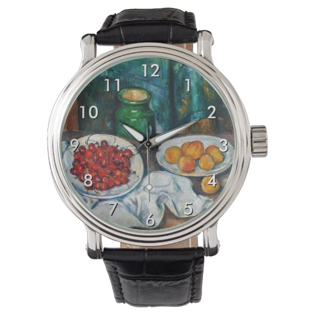 Paul Cezanne - Fortfarande med Cherries och Peachs Armbandsur (Framsida)