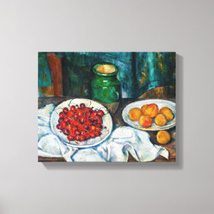 Paul Cezanne - Fortfarande med Cherries och Peachs Canvastryck