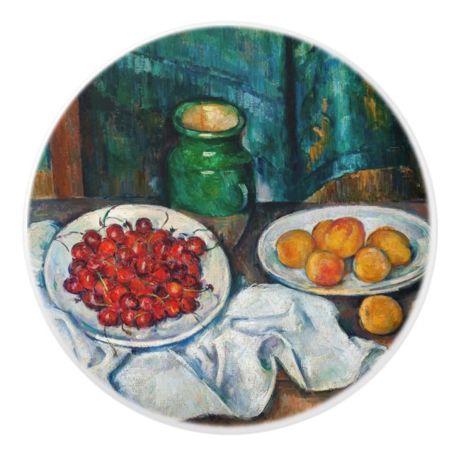 Paul Cezanne - Fortfarande med Cherries och Peachs Knopp (Framsidan)