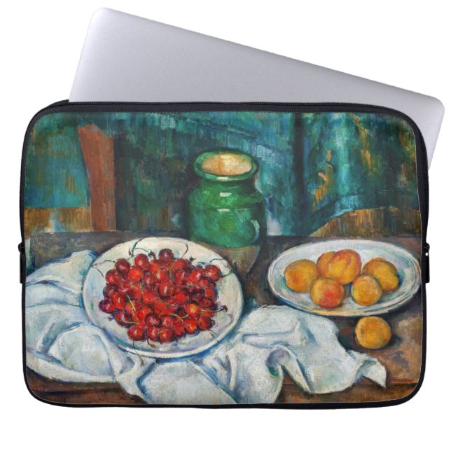 Paul Cezanne - Fortfarande med Cherries och Peachs Laptop Fodral (Framsidan)