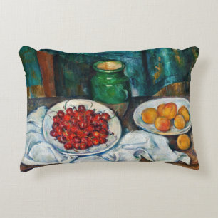 Paul Cezanne - Fortfarande med Cherries och Peachs Prydnadskudde