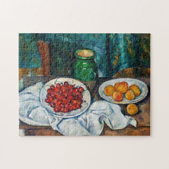 Paul Cezanne - Fortfarande med Cherries och Peachs Pussel (Horisontell)