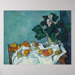 Paul Cezanne Fortsatt liv med äpplen och en bit Poster