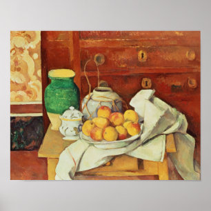 Paul Cezanne Fortsatt liv med en kasterväska. Poster