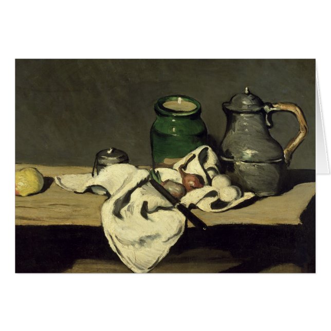 Paul Cezanne | Fortsatt livstid med Kettle, 1869 Hälsningskort (Framsidan Horizontal)