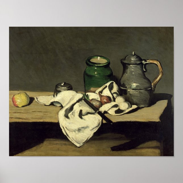 Paul Cezanne | Fortsatt livstid med Kettle, 1869 Poster (Framsidan)