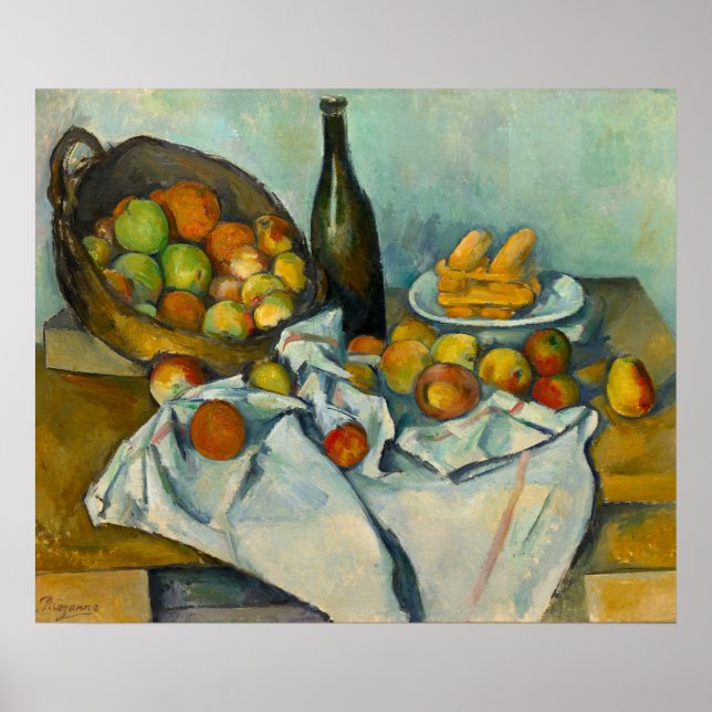 Paul Cezanne Fransk still Life Basket of Apples Poster (Framsidan)